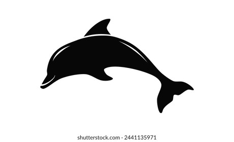 dolphin emblem, black isolated silhouette