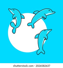 dolphin emoji illustration, vector clipart