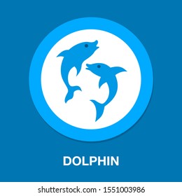 dolphin. A famous spectacular dolphin jump, flat vector icon