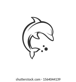 Dolphin fish animal sea fishing, fish friendly minimalist logo design icon, smart fish