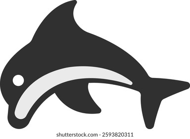 Dolphin fish black and white icon vector illustration
