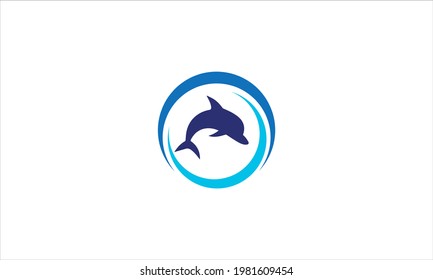 Dolphin fish circuler logo icon vector  template illustration

