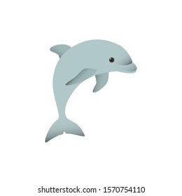 Dolphin fish gray color cute vector 