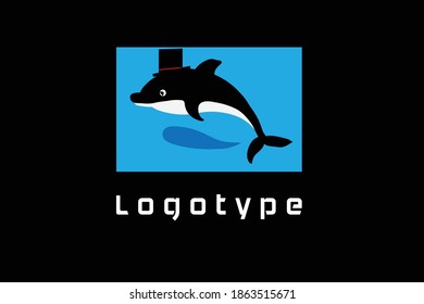 dolphin fish logo on black background colors