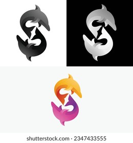 Dolphin Fish Sea River Abstract Logo