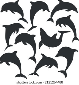 Dolphin Fish Silhouette vector Collection