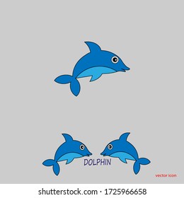 
delfín. pescado. icono de vector. en un fondo gris.