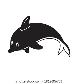 dolphin fish vector icon shark logo whale symbol sign character cartoon illustration design