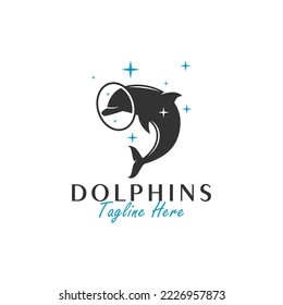 dolphin fish vector illustration logo design