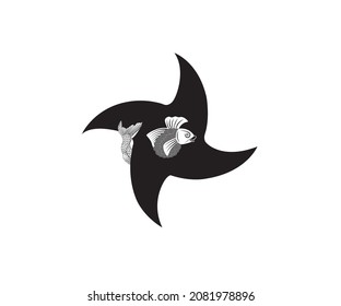 Dolphin fish vector ninja logo design