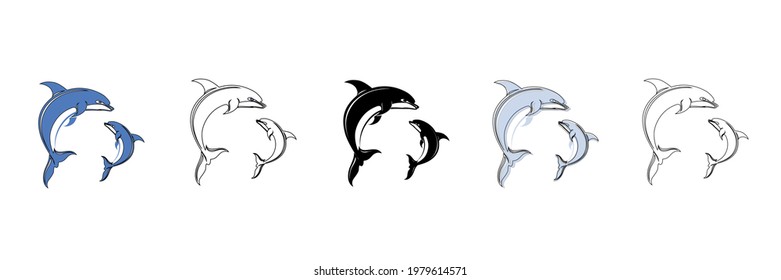 dolphin fish vector type icon