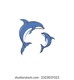 dolphin fish vector type icon