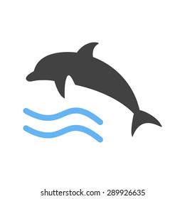 Dolphin, fish, water icon vector image. Can also be used for summer, recreation and fun. Suitable for use on mobile apps, web apps and print media.