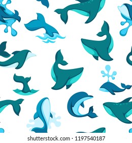Dolphin fishes with funny character swimming in water vector