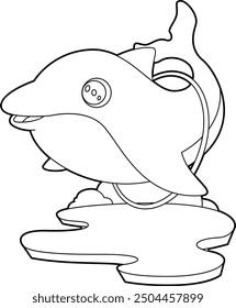 Dolphin Fitness Gymnastics Sports Animal Vector Graphic Art Illustration