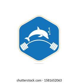 dolphin fitness logo. Dolphin gym logo. Simple fitness logo with dolphin concept.