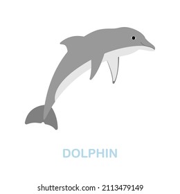 Dolphin flat icon. Colored element sign from wild animals collection. Flat Dolphin icon sign for web design, infographics and more.