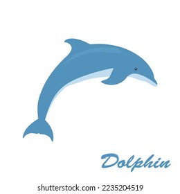 Dolphin flat illustration. cute dolphin jumping isolated on white background. vector illustration