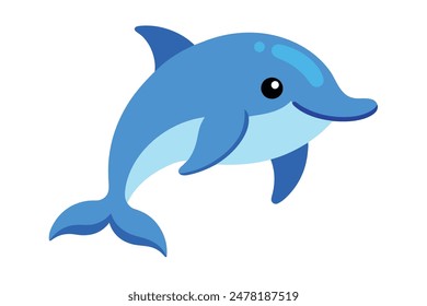 dolphin flat watercolor vector illustration