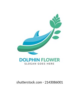 dolphin and flower logo, business branding template Designs Inspiration Isolated on White Background