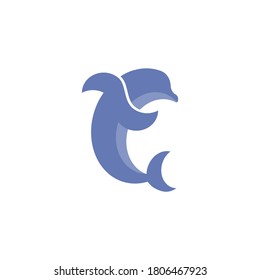 dolphin forming a letter t logo