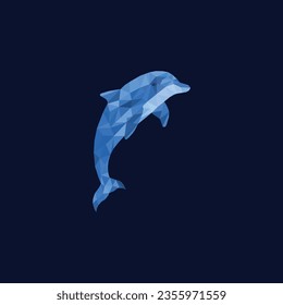 Dolphin Geometric Blue shades vector 