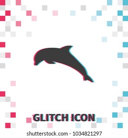 Dolphin  glitch effect vector icon.