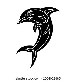 Dolphin glyph icon illustration. Icon related to sea animal. Simple design editable