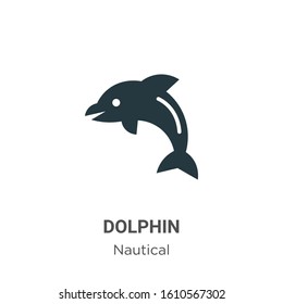 Dolphin glyph icon vector on white background. Flat vector dolphin icon symbol sign from modern nautical collection for mobile concept and web apps design.