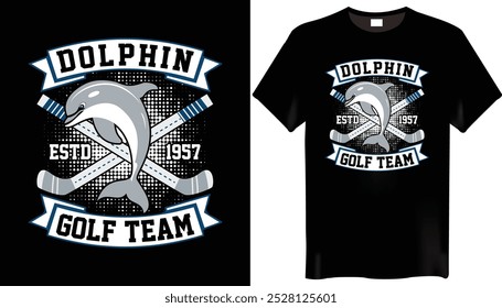 Dolphin Golf Team Fishing T Shirt Design- Fishing t-shirt design
