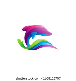 Dolphin Gradient Modern Logo Vector Icon Illustration