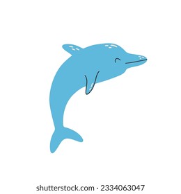 dolphin hand drawn in flat style. Vector illustration