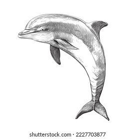 Dolphin hand drawn sketch Vector illustration