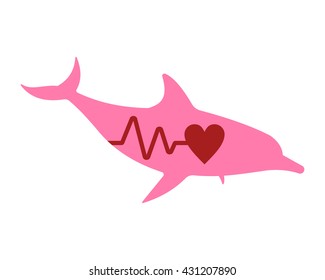 dolphin heart silhouette image vector silhouette