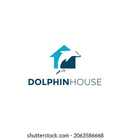 Plantilla de logotipo delfín en casa para delfines