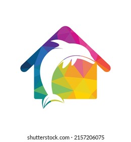 Dolphin house vector logo design. Dolphin and home icon vector design icon.