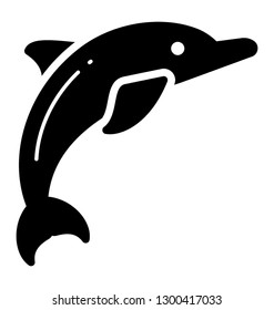 Dolphin, human friendly fish icon 