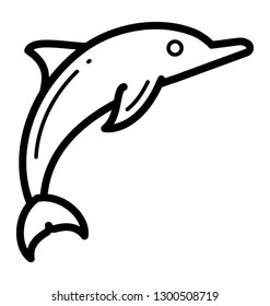 Dolphin, human friendly fish icon 