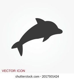 Dolphin Icon, Aquatic Mammal Vector Icon For Animal Apps And Websites