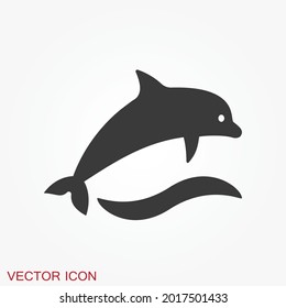 Dolphin Icon, Aquatic Mammal Vector Icon For Animal Apps And Websites