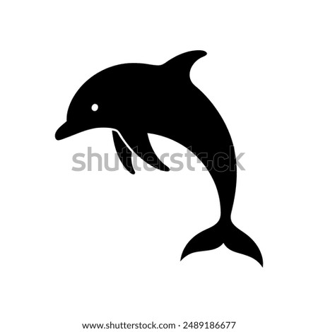 Dolphin icon. Black silhouette of a dolphin. Dolphin symbol. Vector illustration.