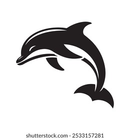 Dolphin Icon - Black Silhouette Vector Illustration
