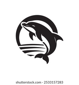 Dolphin Icon - Black Silhouette Vector Illustration