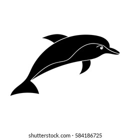 Dolphin icon in black style isolated on white background. Sea animals symbol stock vector illustration.