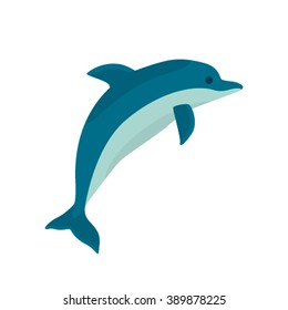 Dolphin icon. Dolphin cartoon style isolated on white background. Flat vector illustration