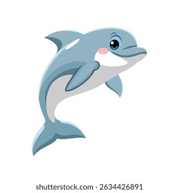 dolphin icon in cartoon style on white background vector illustration