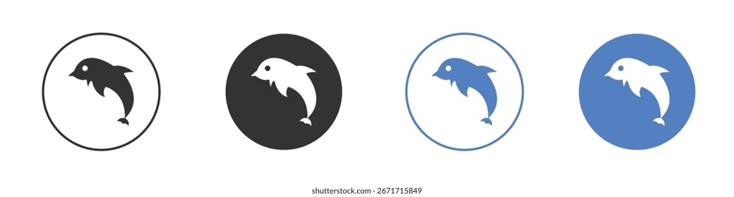 Dolphin Icon Kollektion für App in schwarzen und blauen Farben