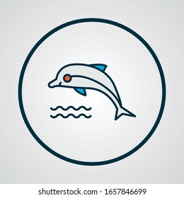 Dolphin icon colored line symbol. Premium quality isolated fin element in trendy style.