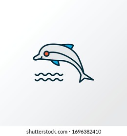 Dolphin icon colored line symbol. Premium quality isolated fin element in trendy style.
