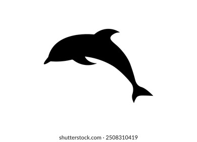 Ilustração vetorial de design de ícone do golfinho em cor preta.